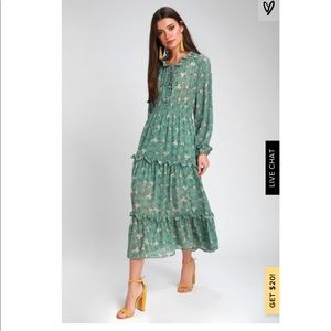 New Lulus green floral dress